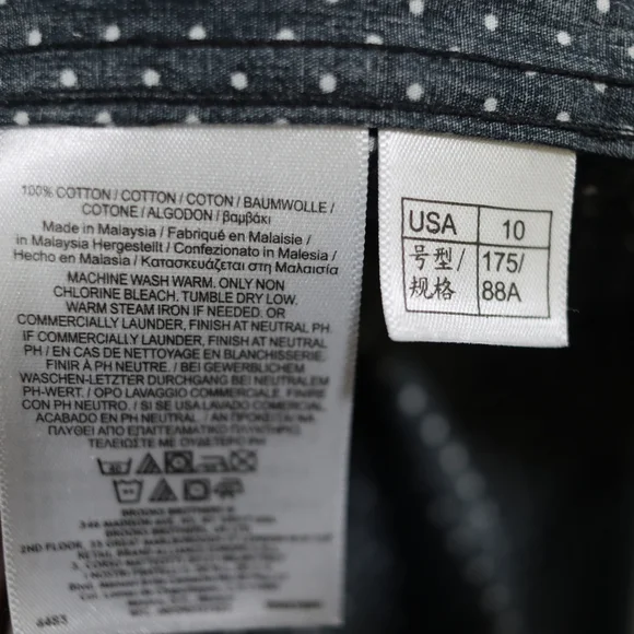 Brooks Brothers Black White Polka Dot Belted Long Sleeve Cotton Dress 10 - Picture 15 of 15